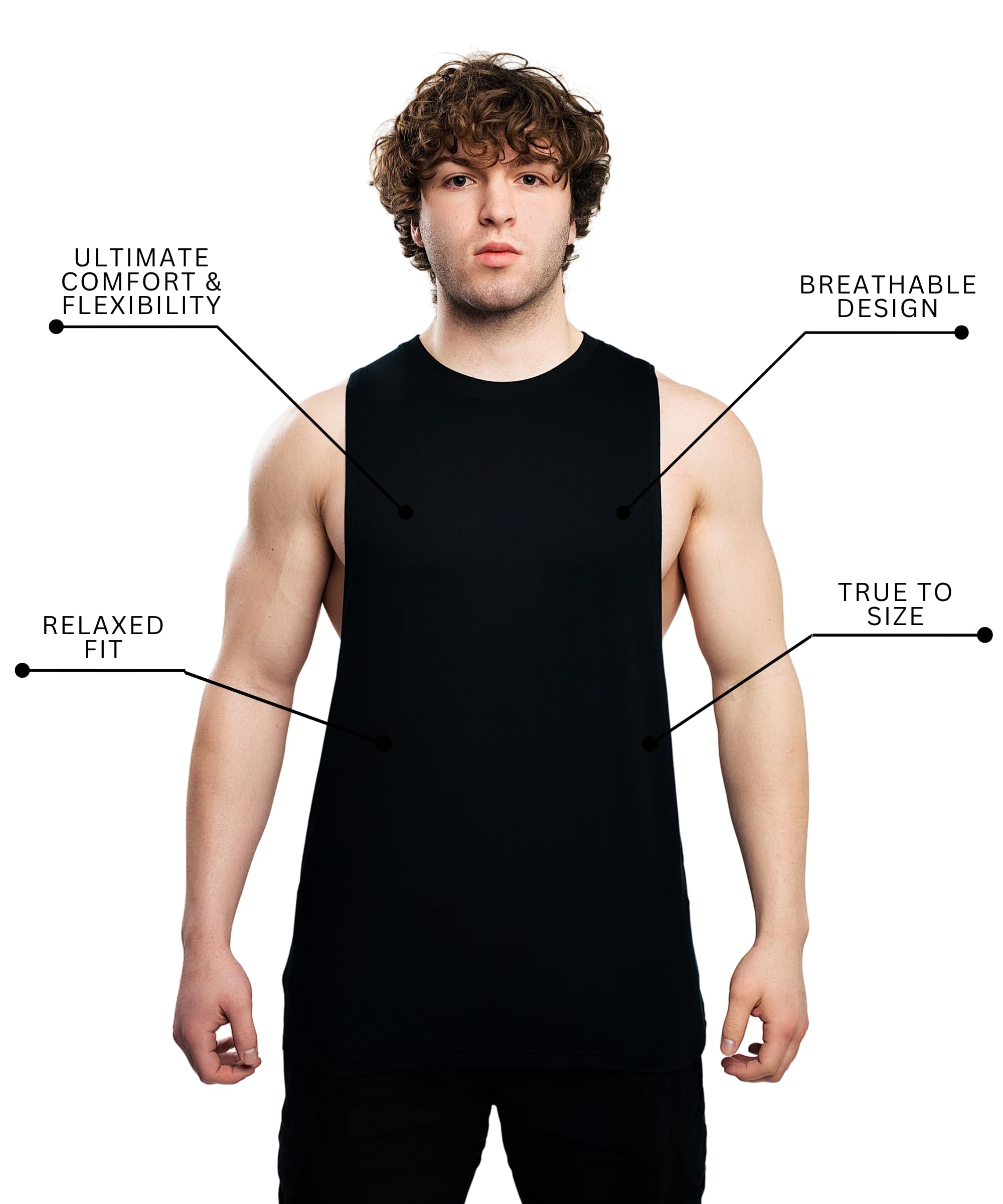 Ekko Cut Off Tank Top for Men, Sleeveless Muscle Shirt for Gym Workout, Tank Tops for Men, Lightweight, Breathable - Image 3