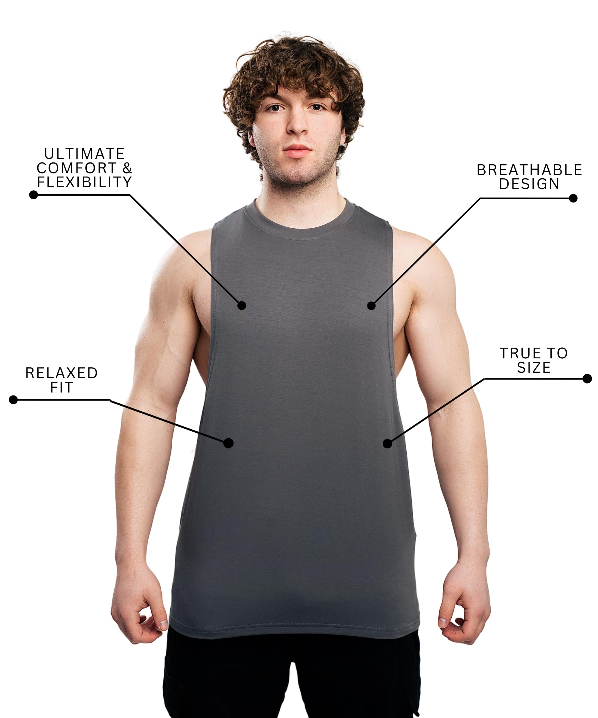 Ekko Cut Off Tank Top for Men, Sleeveless Muscle Shirt for Gym Workout, Tank Tops for Men, Lightweight, Breathable - Image 3