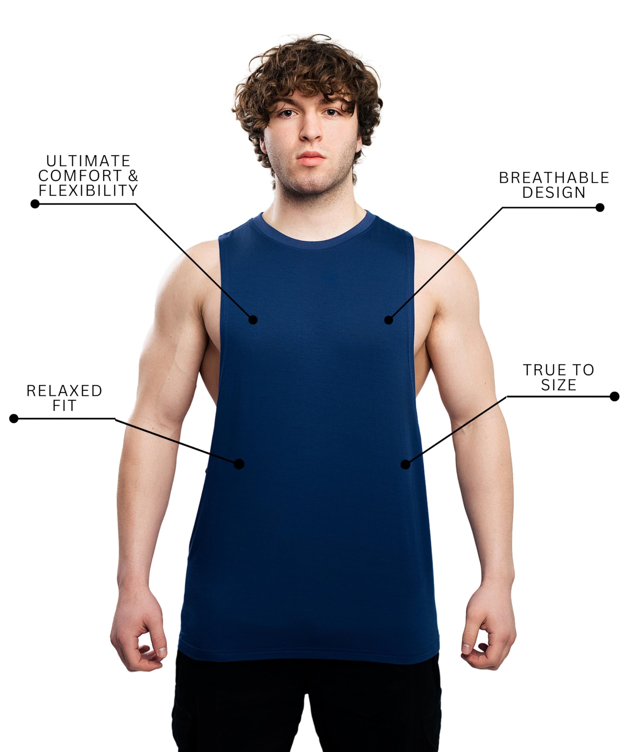 Ekko Cut Off Tank Top for Men, Sleeveless Muscle Shirt for Gym Workout, Tank Tops for Men, Lightweight, Breathable - Image 4