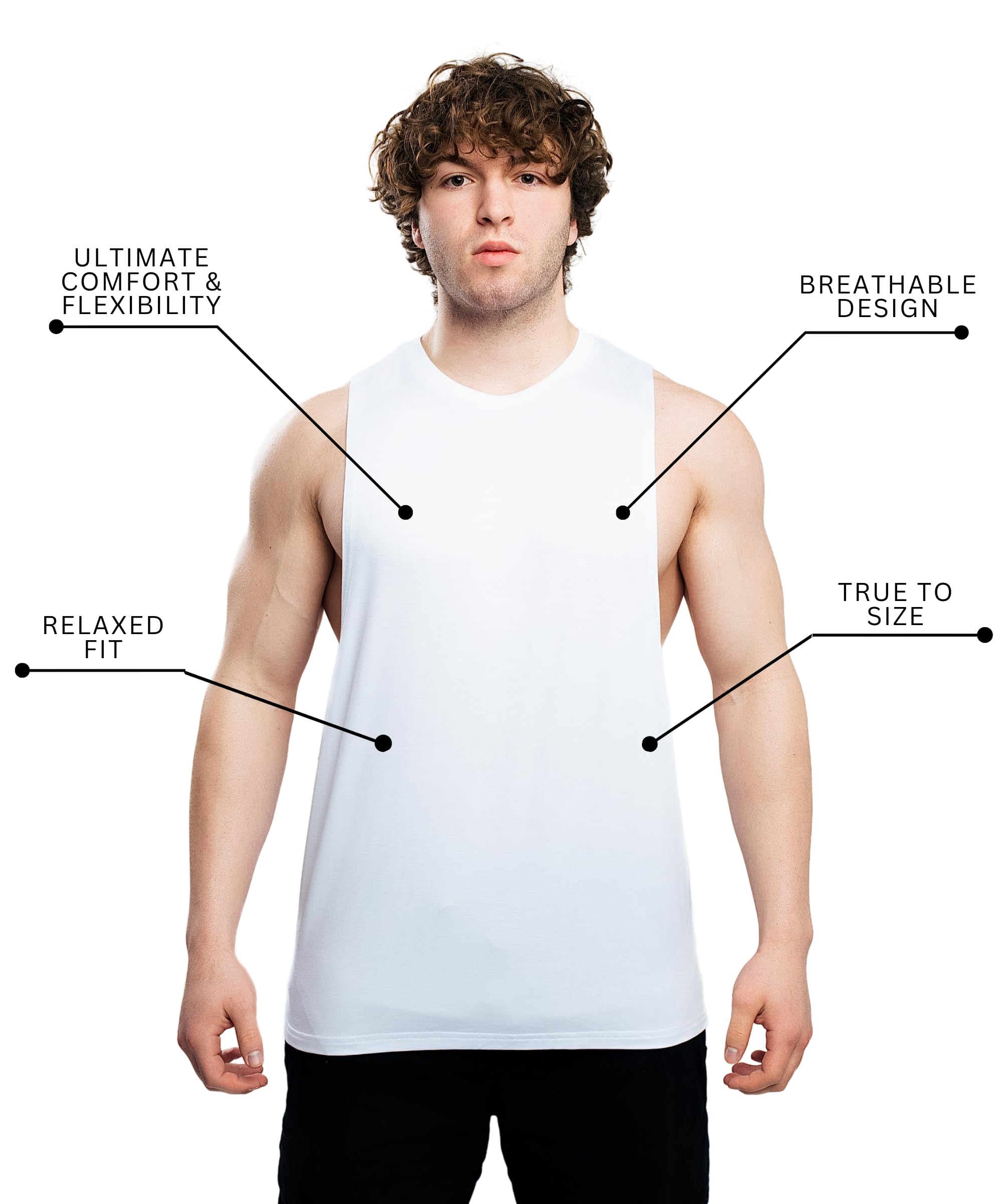 Ekko Cut Off Tank Top for Men, Sleeveless Muscle Shirt for Gym Workout, Tank Tops for Men, Lightweight, Breathable - Image 3