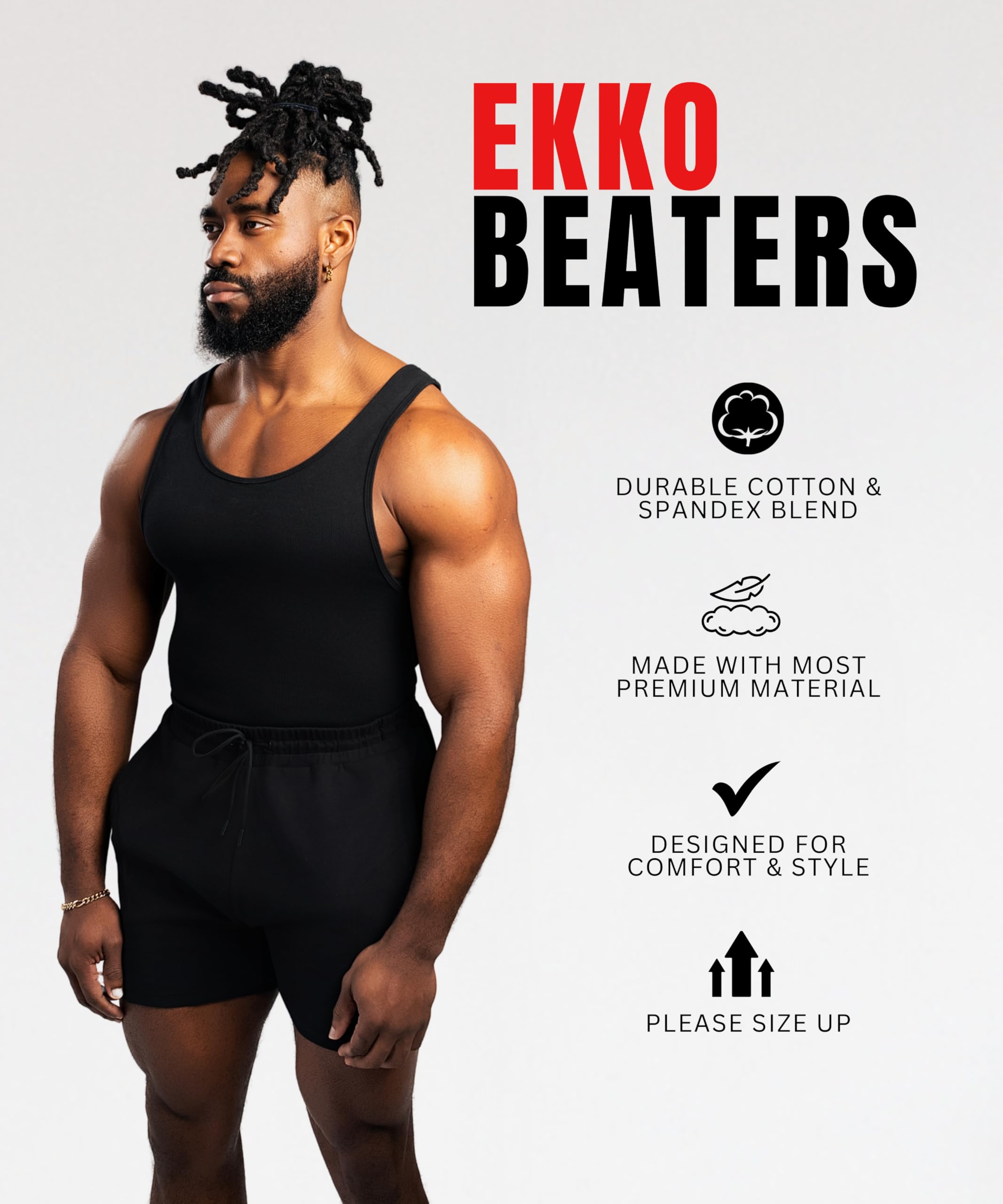 Ekkovision Beaters, Men's Tank Tops, Cotton Spandex Blend Tanks for Men, Comfortable, Durable Ribbed Fabric. - Image 2