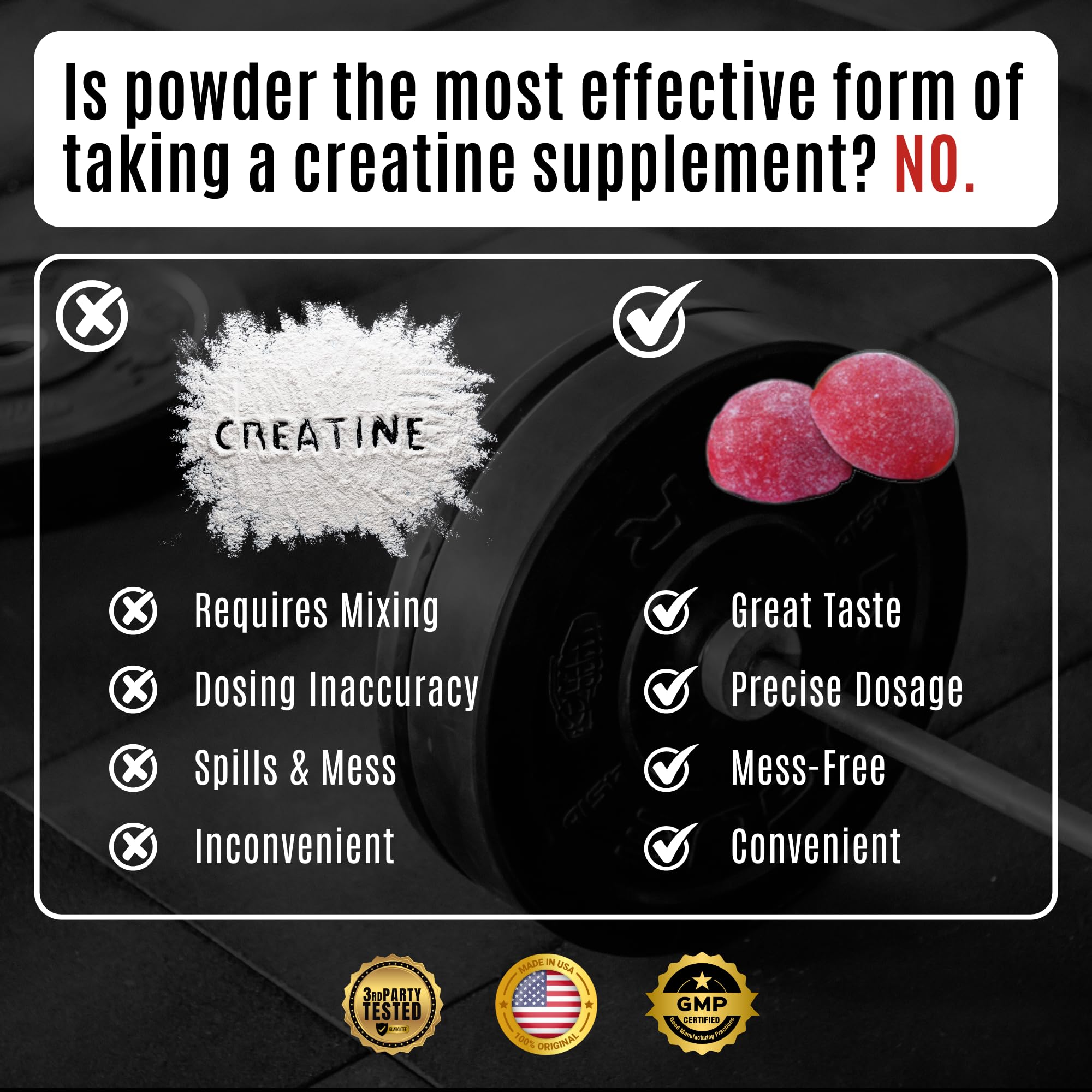 Ekkovision Creatine Monohydrate Gummies for Men and Women, Orange Citrus Flavor, Sugar Free Creatine Gummies for Pre Workout, Muscle Strength and Recovery, Vegan & Travel Friendly, 300 Ct, 60 Servings - Image 5
