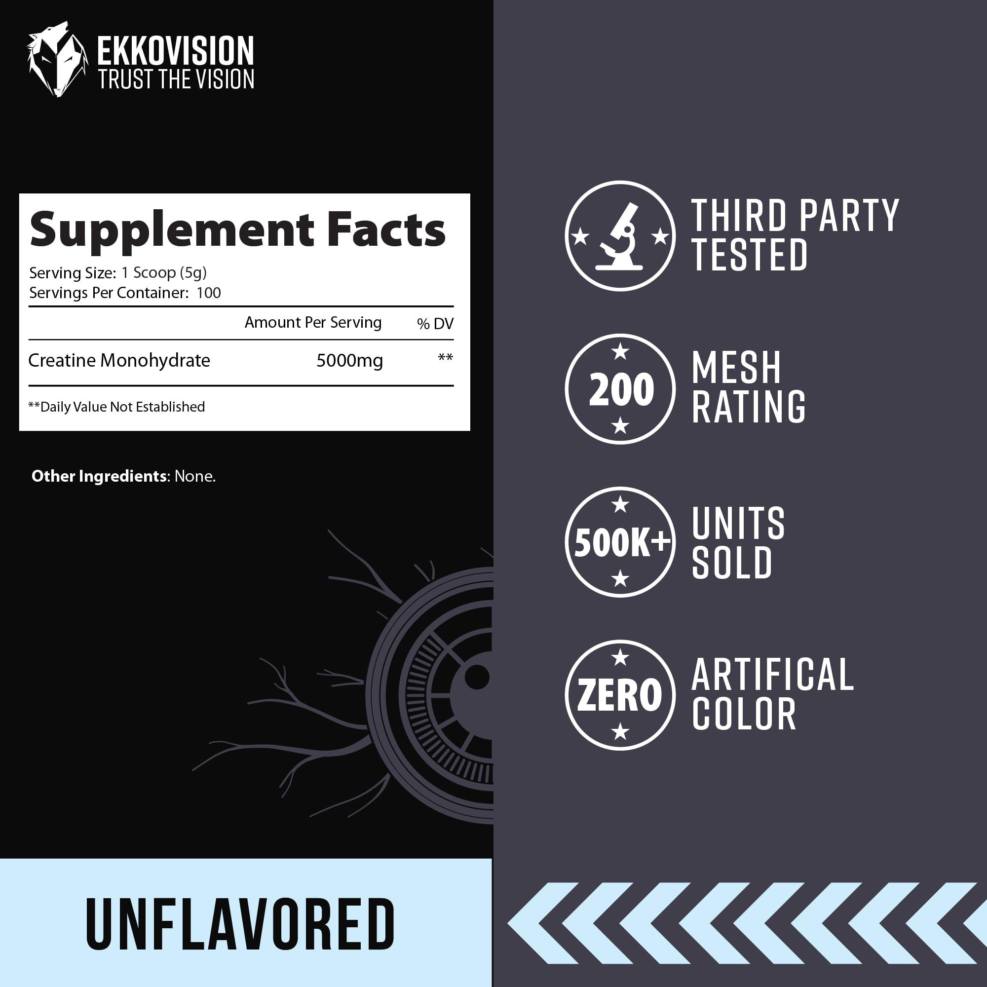 Ekkovision Creatine Monohydrate Powder, Micronized, Unflavored, Pre Workout & Post Workout Supplement for Men and Women, Energy Support, Easy to Mix in Shakes, Smoothies & Beverages, 100 Servings - Image 4