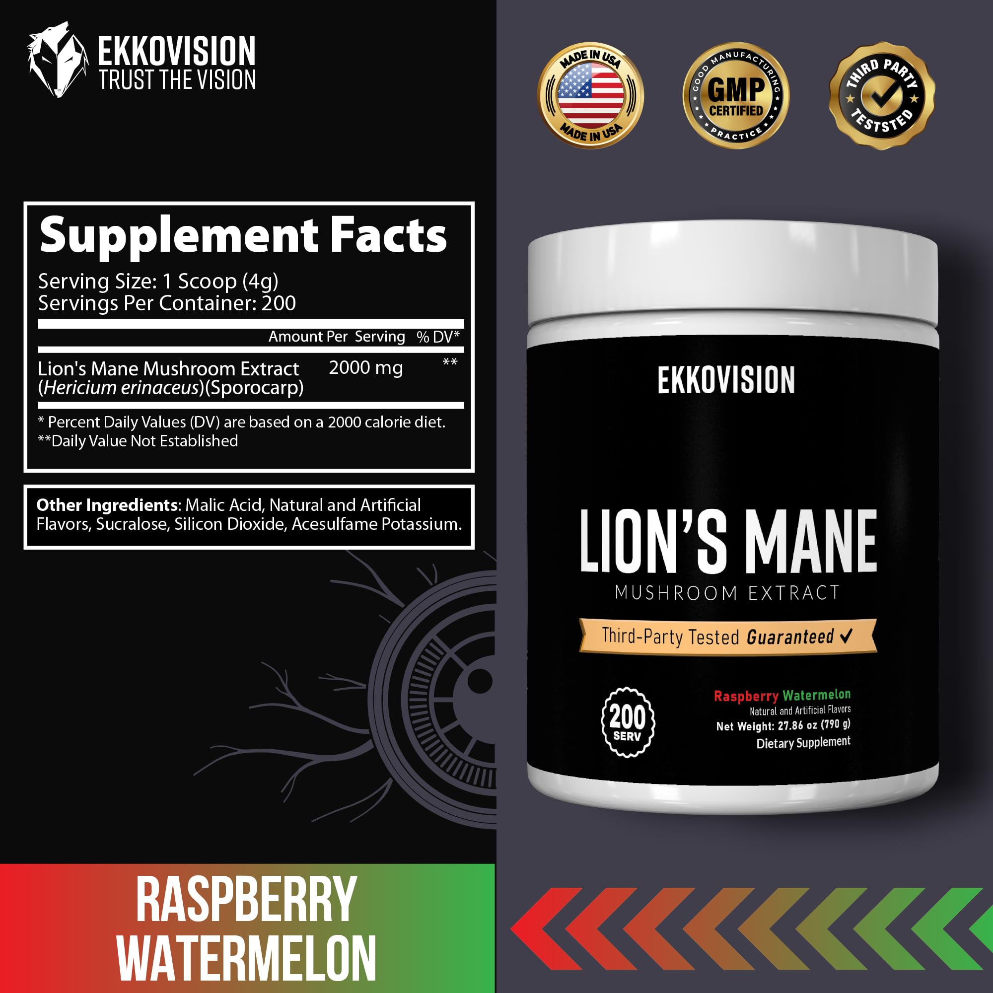 Ekkovision Lions Mane 200 Serving Raspberry Watermelon - Image 6