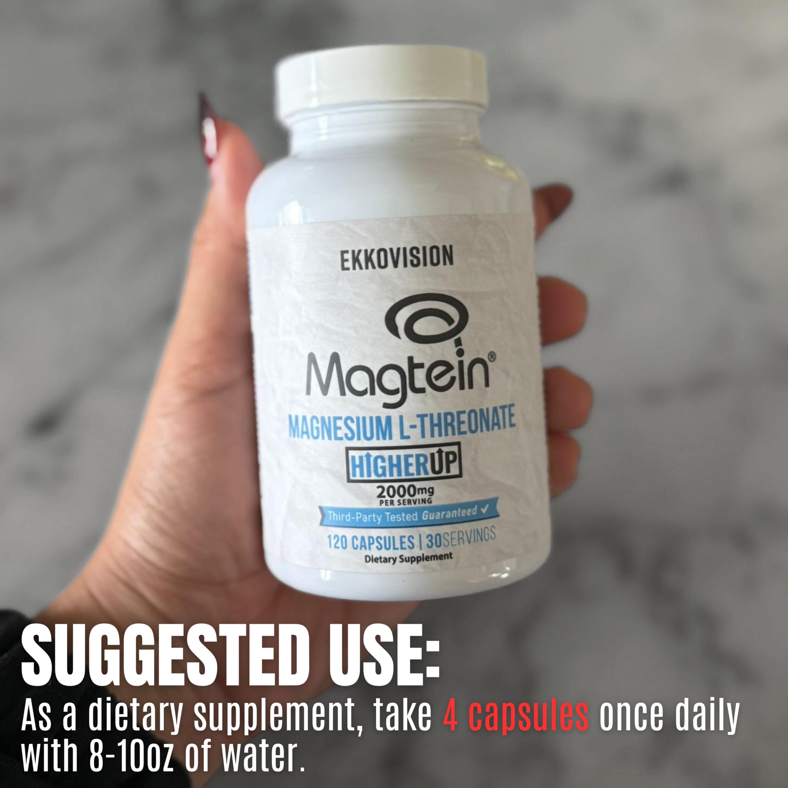 Ekkovision Magtein Magnesium L-Threonate, Memory & Cognitive Function Support, Magnesium Supplement with Essential Minerals for Men & Women, 2000 MG Per Serving, 120 Easy-to-Swallow Capsules - Image 5