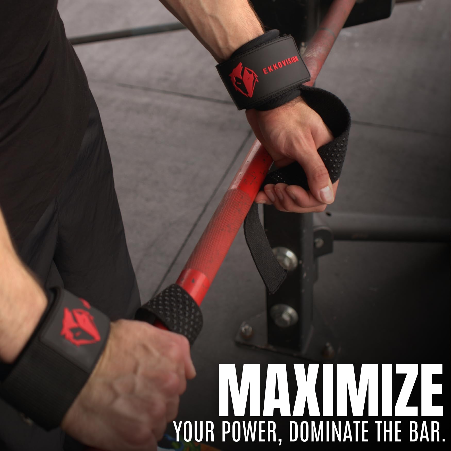 Ekkovision Weight Lifting Straps With Cuffed D Ring, Wrist Support for Men, Heavy Duty Thick Comfortable Lifting Straps, Secure Fit, Enhanced Grip, Straps for Weightlifting & Gym Training, Black - Image 4